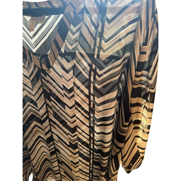 Cato Black/tan Chevron Print Tunic Plus Size Stylish Women's Top Size 22/24W - Picture 4 of 8